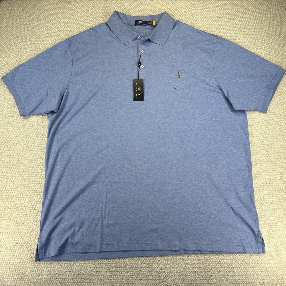 Polo Ralph Lauren Polo Shirt Men's 4XLT Blue Heather Classic Fit‎ Preppy Cotton